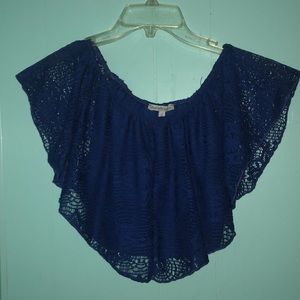 Blue lace crop top